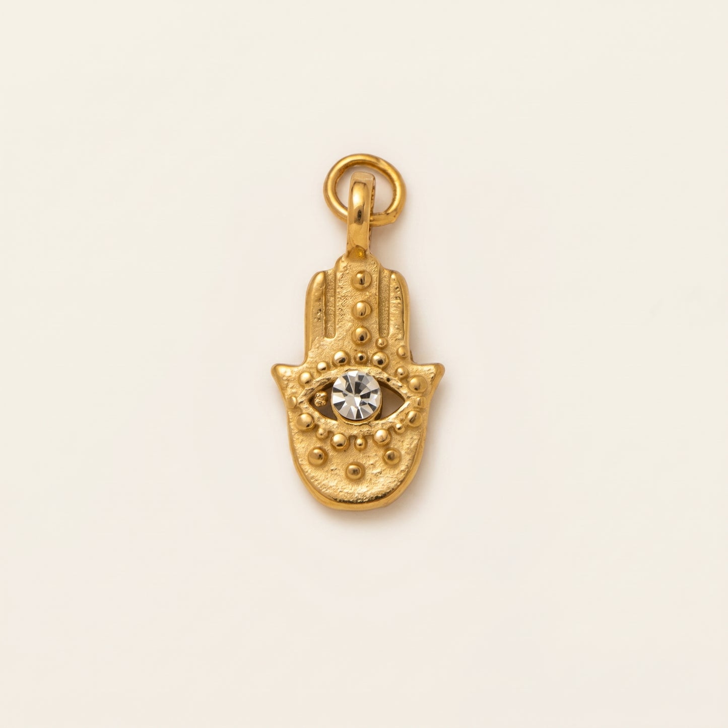 Charm Hamsa Sagrado con Topacio Blanco
