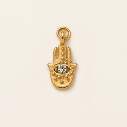 Charm Hamsa Sagrado con Topacio Blanco