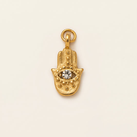 Charm Hamsa Sagrado con Topacio Blanco