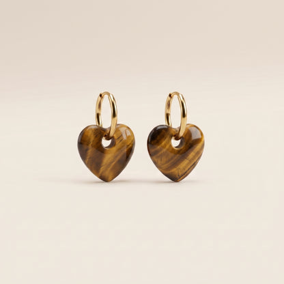 Pendientes Corazón Aura - Ojo de Tigre