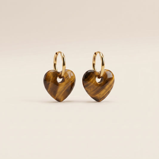 Pendientes Corazón Aura - Ojo de Tigre