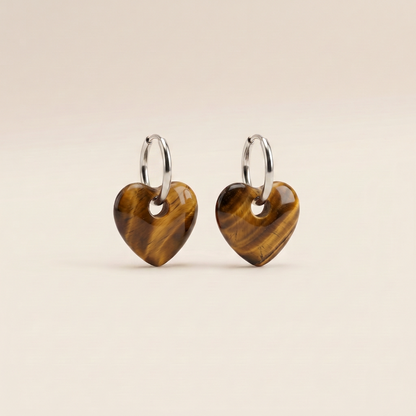 Pendientes Corazón Aura - Ojo de Tigre