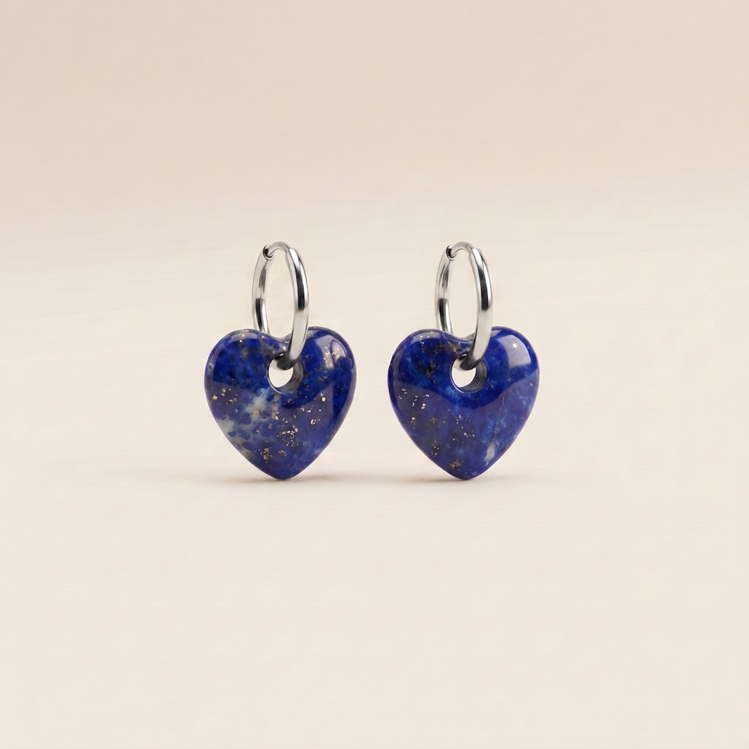 Pendientes Corazón Aura - Lapislázuli