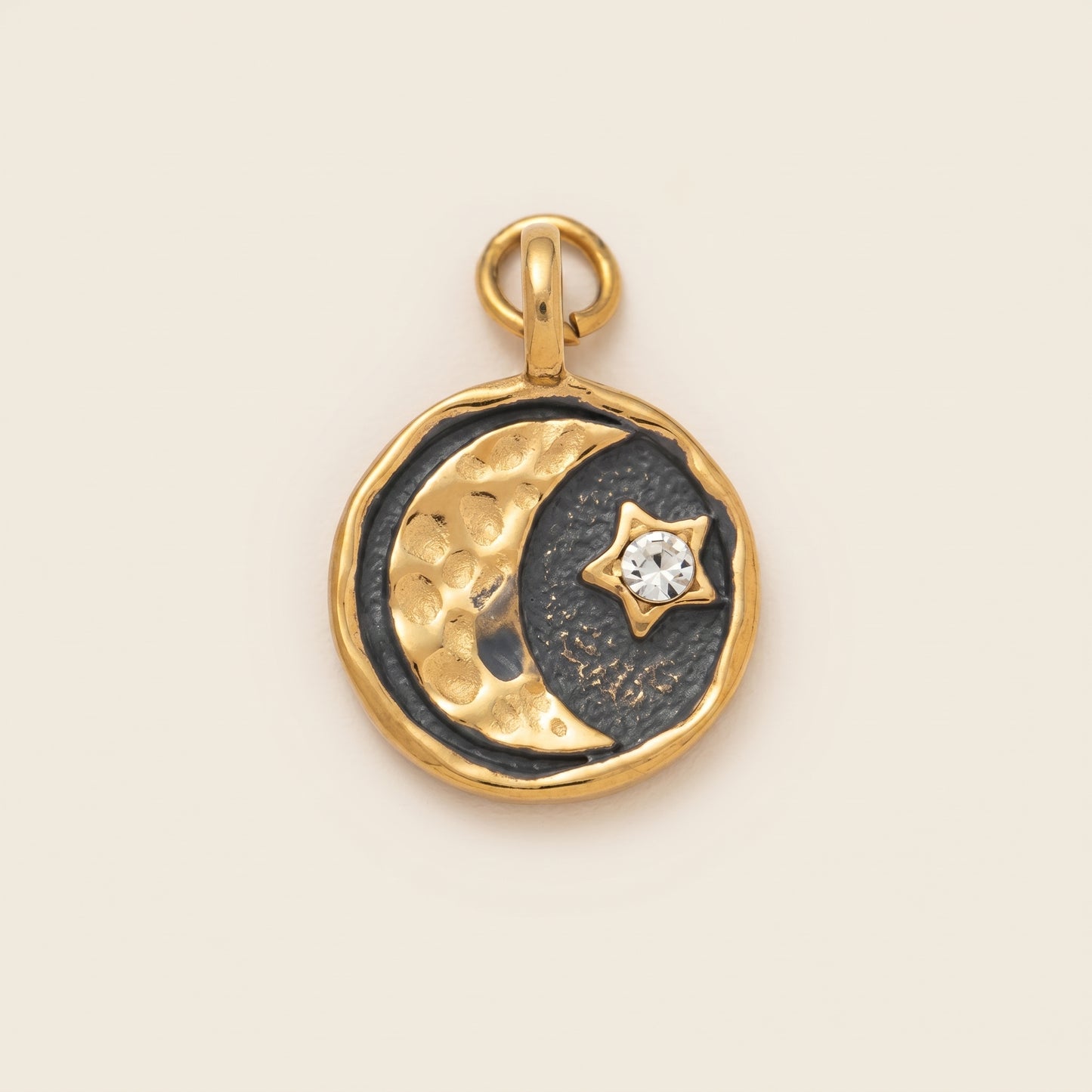Charm Luna Celestial Sagrada con Topacio Blanco