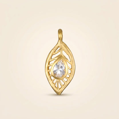 Charm Pluma Sagrada con Topacio Blanco