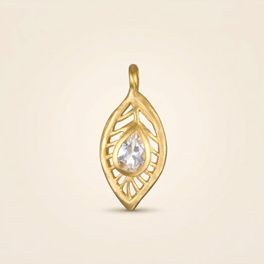 Charm Pluma Sagrada con Topacio Blanco